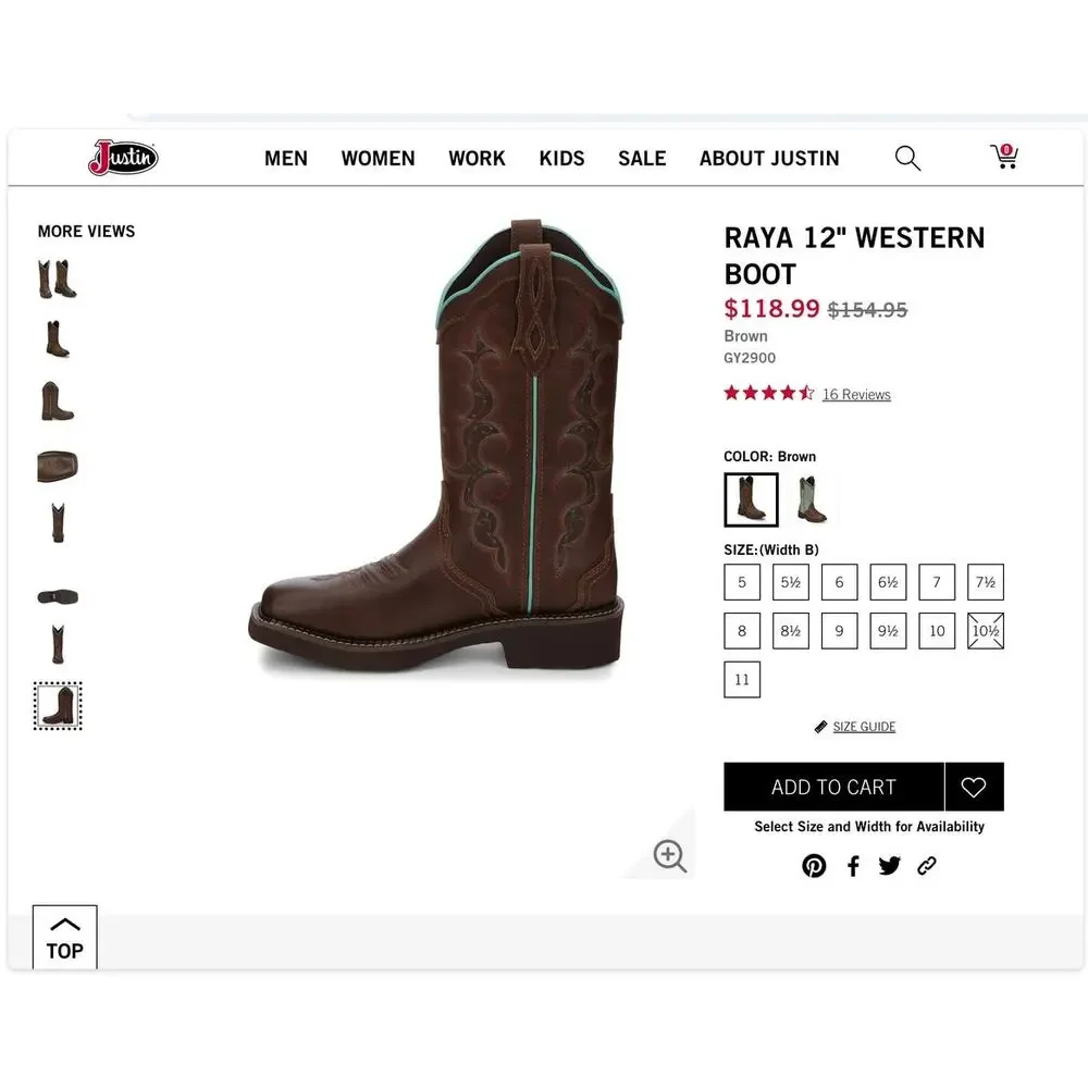 Brand justin gypsy boots size